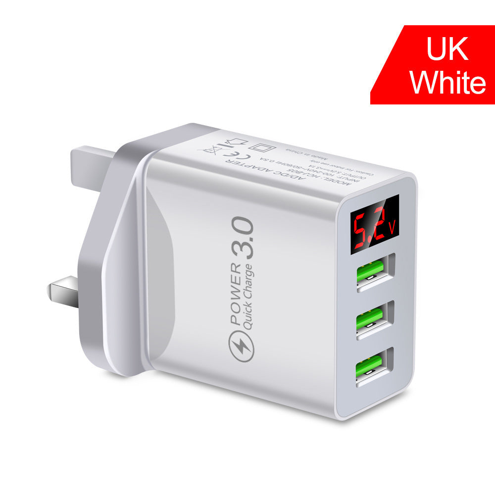 3-Port USB Fast Charger with Digital Display