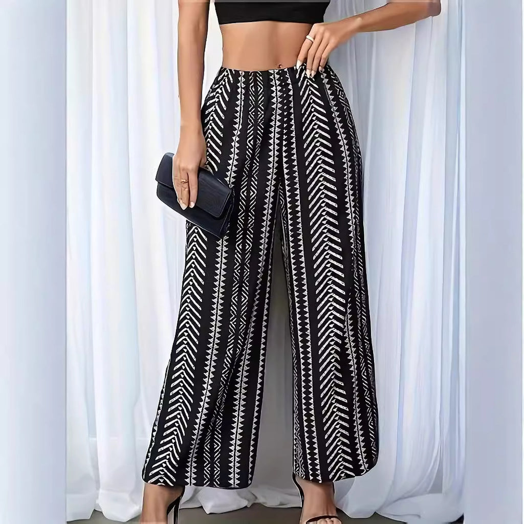 Elastic waist straight leg pants for women's pants