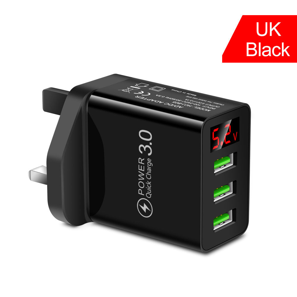 3-Port USB Fast Charger with Digital Display