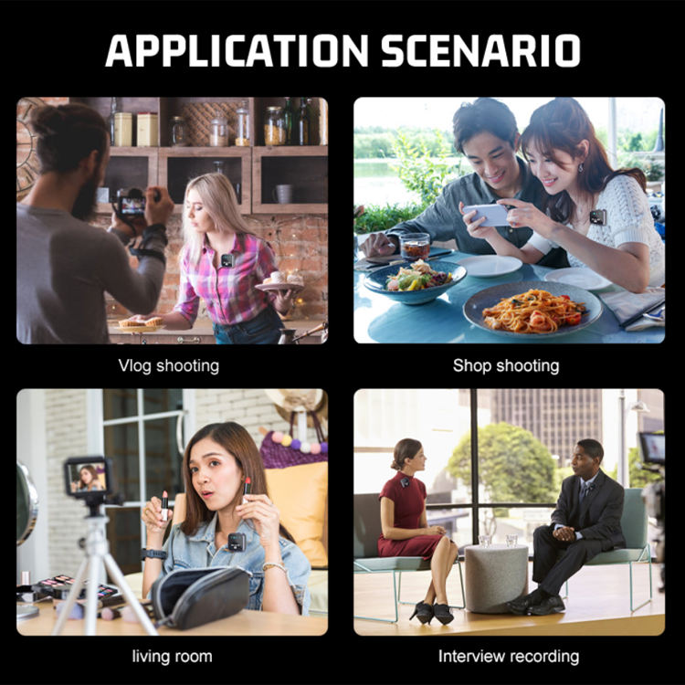One to two wireless lavalier microphone intelligent noise reduction receiver microphone clip wireless microphone eprolo