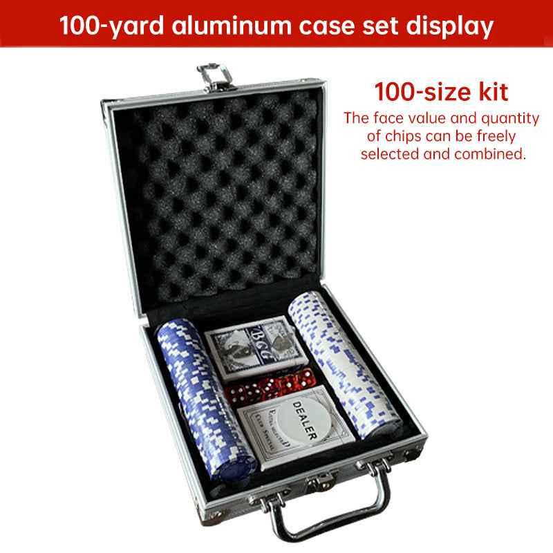 500 PCS Poker Chip Set in Locking Aluminum Briefcase - Texas Hold'em Gambling Kit with Dice, Dealer Button & Cards
