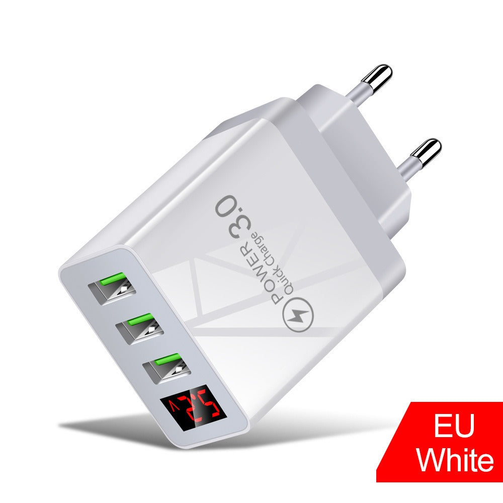 3-Port USB Fast Charger with Digital Display