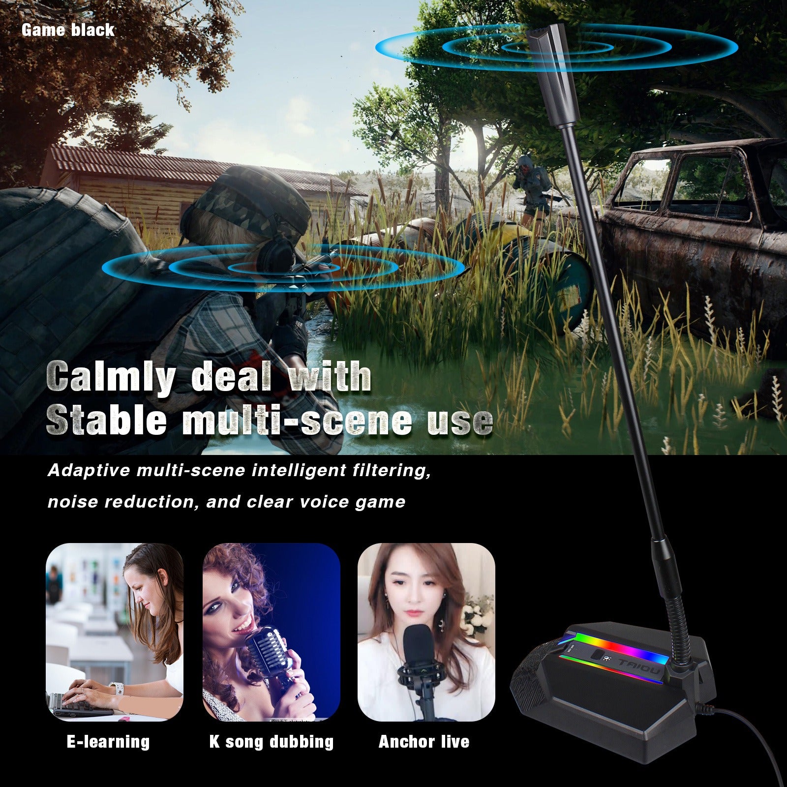 New desktop RGB luminous condenser microphone live broadcast microphone