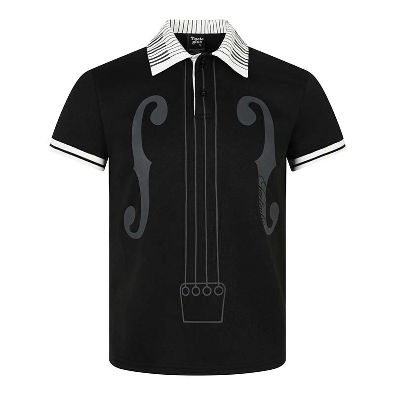 Music note printed short sleeved polo shirt