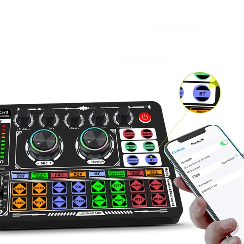 F999 Podcast Audio Mixer & Live Sound Card for Streaming, Recording and Karaoke product photo