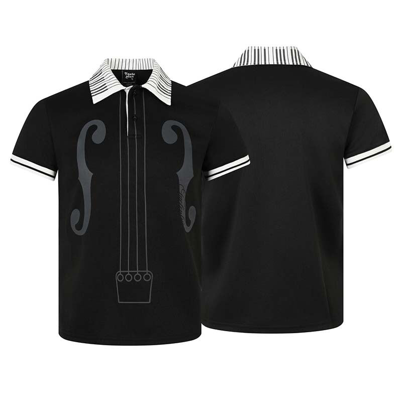 Music note printed short sleeved polo shirt