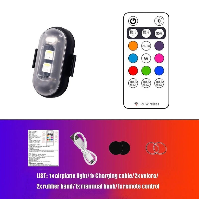 Wireless remote control aircraft light, car and motorcycle universal colorful flashing warning light, drone pilot light, charging eprolo
