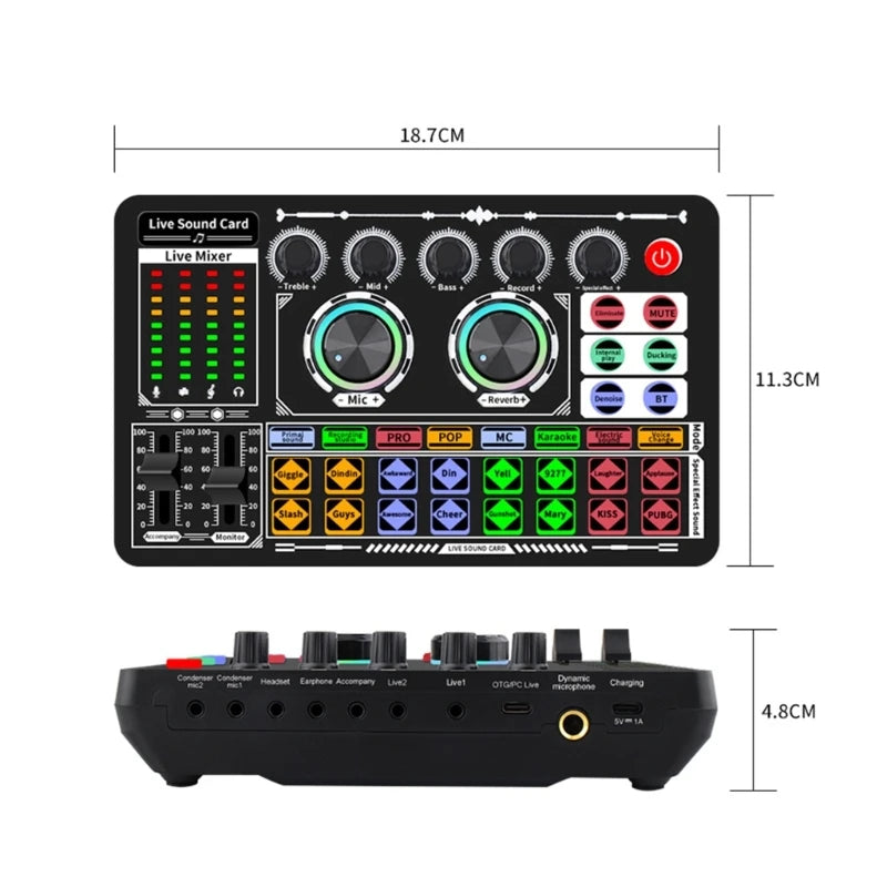 F999 Podcast Audio Mixer & Live Sound Card for Streaming, Recording and Karaoke product photo