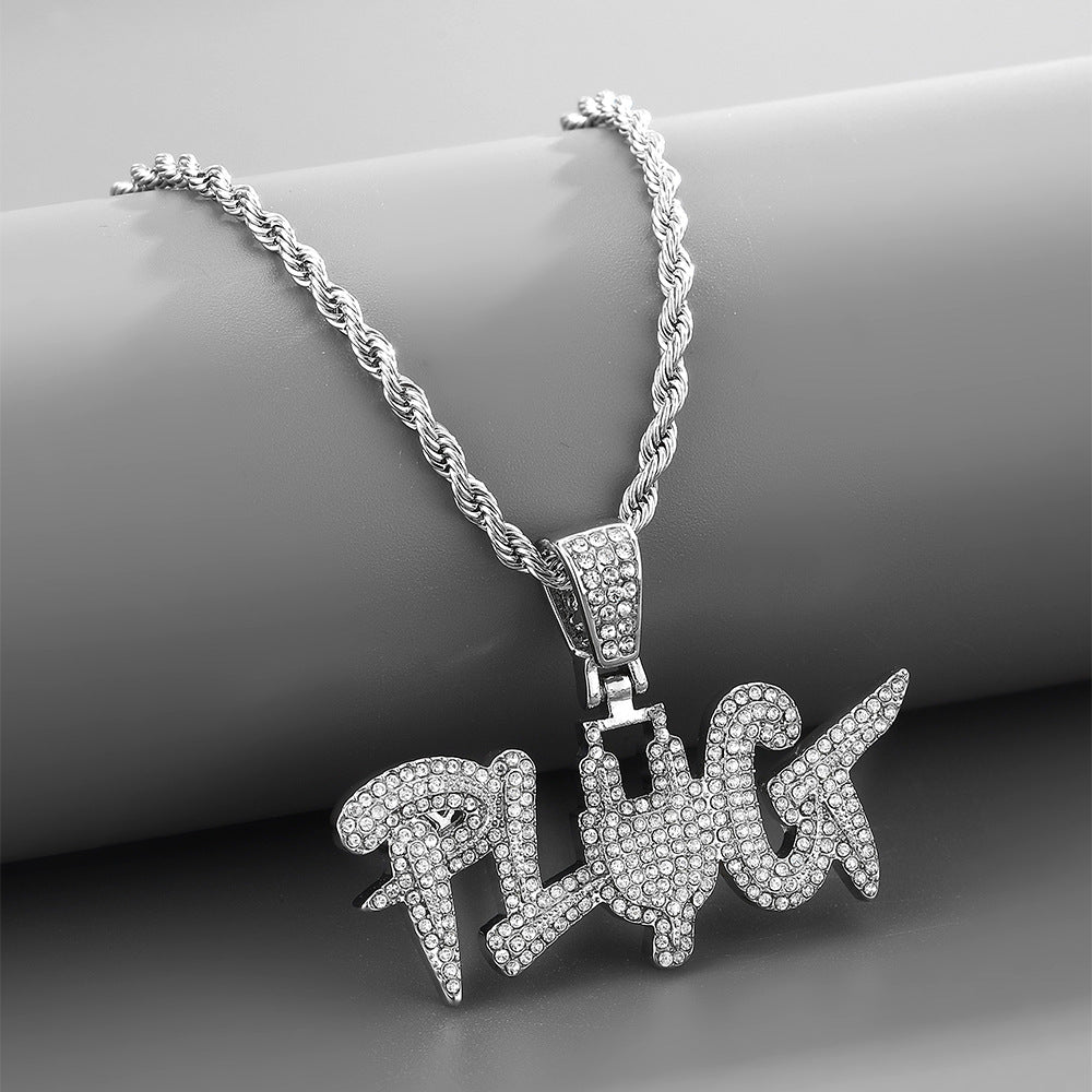 Personality Splicing Plug Alphanumeric Hip-Hop Full Diamond Pendant Plug Tide Brand All-Match Hip-Hop Pendant