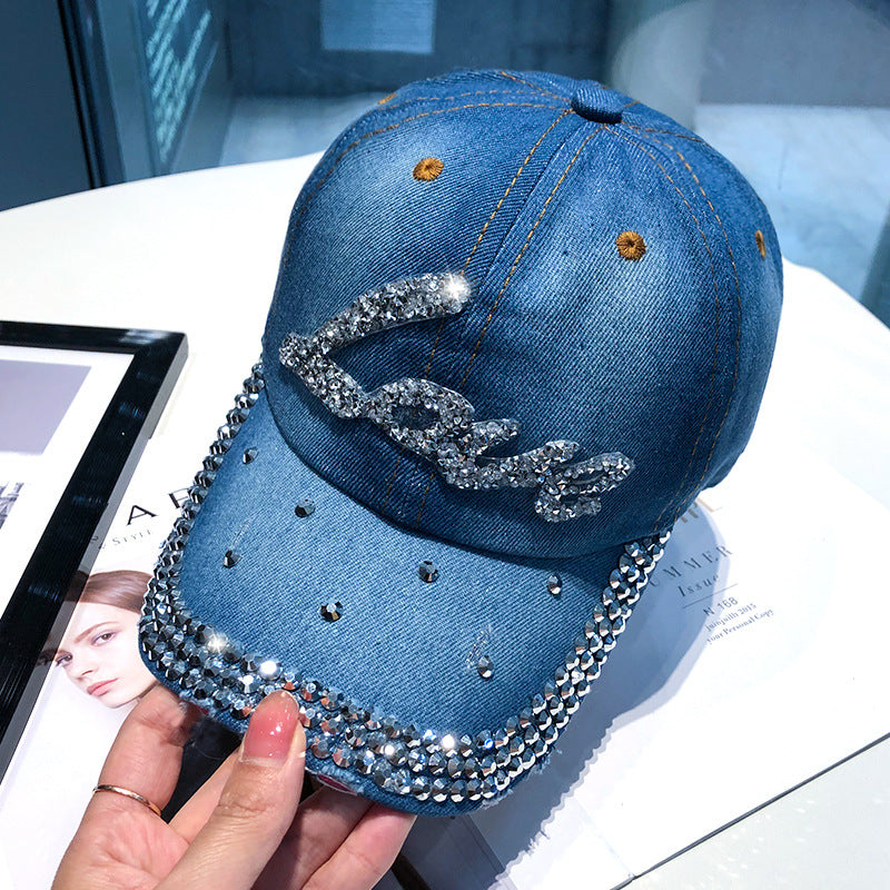 Cowboy Baseball Hat Female Ins Tide Ladies Fashion Sunscreen Rhinestone product photo