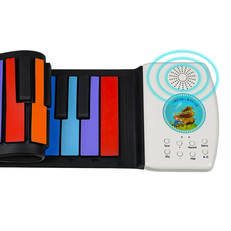 49 Key Rainbow Handroll Piano Thickened Silicone Waterproof Children's Entry Folding Electronic Organ