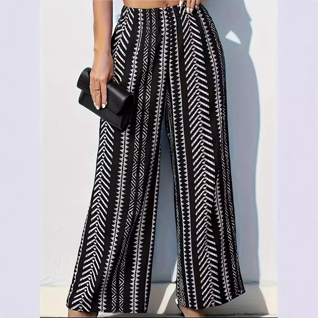 Elastic waist straight leg pants for women's pants