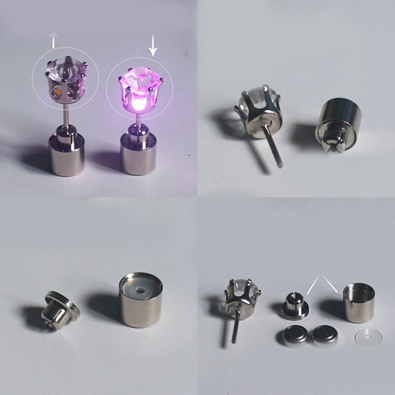 Fashion LED Earring Light Up Bright Earrings Glowing Ear Stud For DJ Dance Party Bar Girl Women Earring 1 Pair eprolo