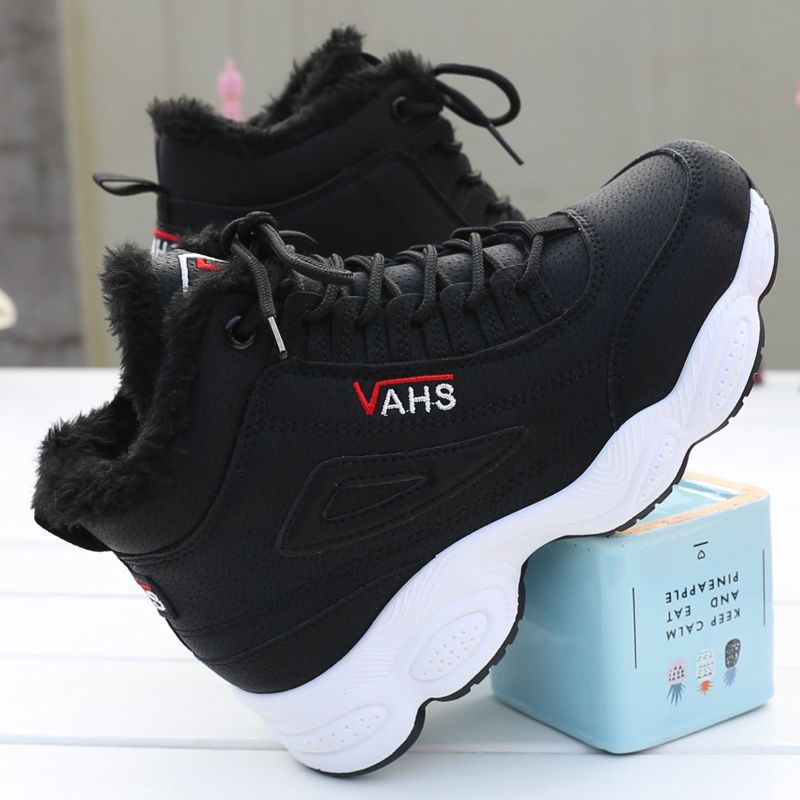 Casual high-top sneaker with soft plush lining and thick white sole