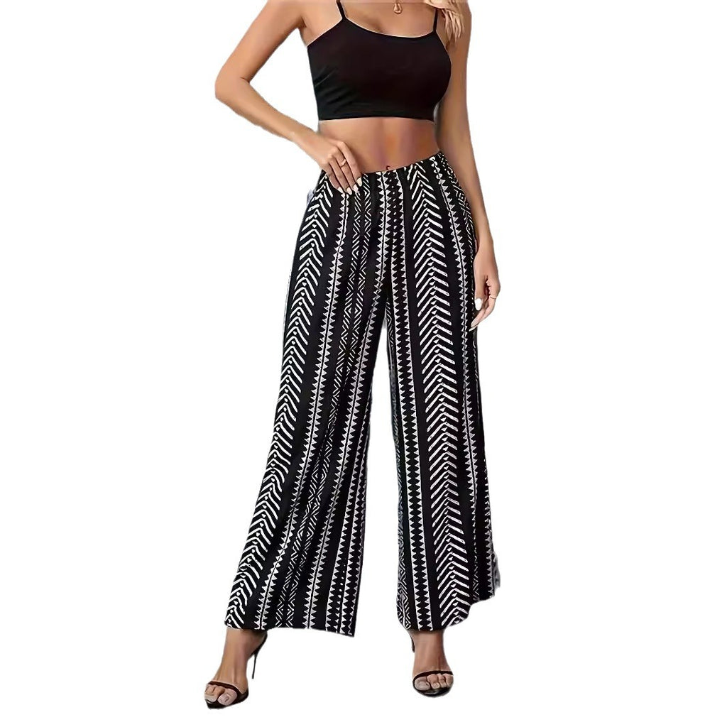 Elastic waist straight leg pants for women's pants