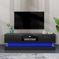 51.18-Inch Black TV Stand with LED Lights & Storage product photo