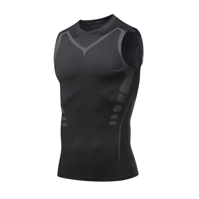 Quick-dry Men's Sports Fitted Short Sleeve Highly Elastic Breathable Moisture-wicking Fitness Training Vest eprolo