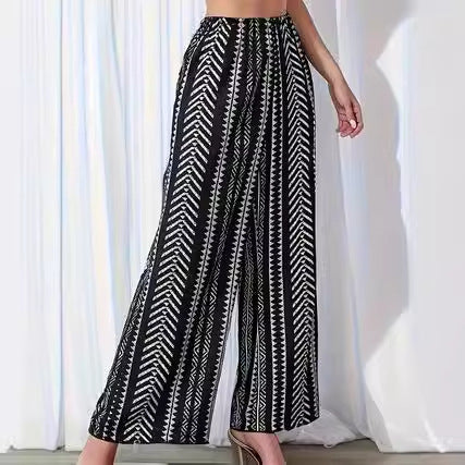 Elastic waist straight leg pants for women's pants