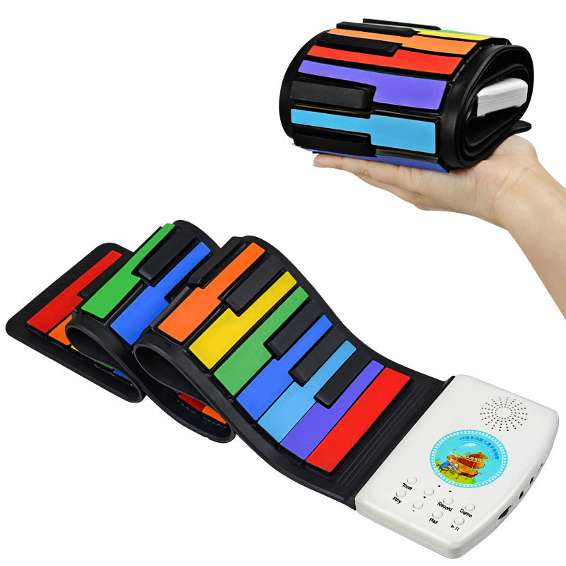 49 Key Rainbow Handroll Piano Thickened Silicone Waterproof Children's Entry Folding Electronic Organ