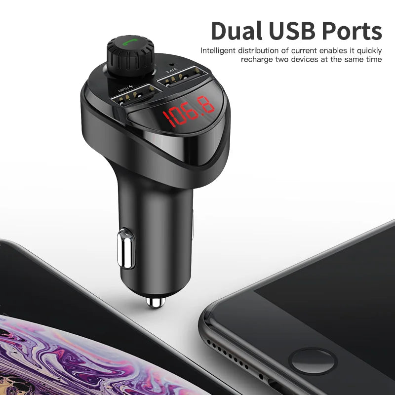 KUULAA car audio FM transmitter with Bluetooth connectivity
