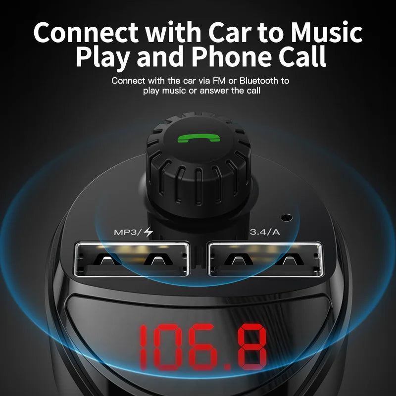 KUULAA FM transmitter car charger with dual USB ports
