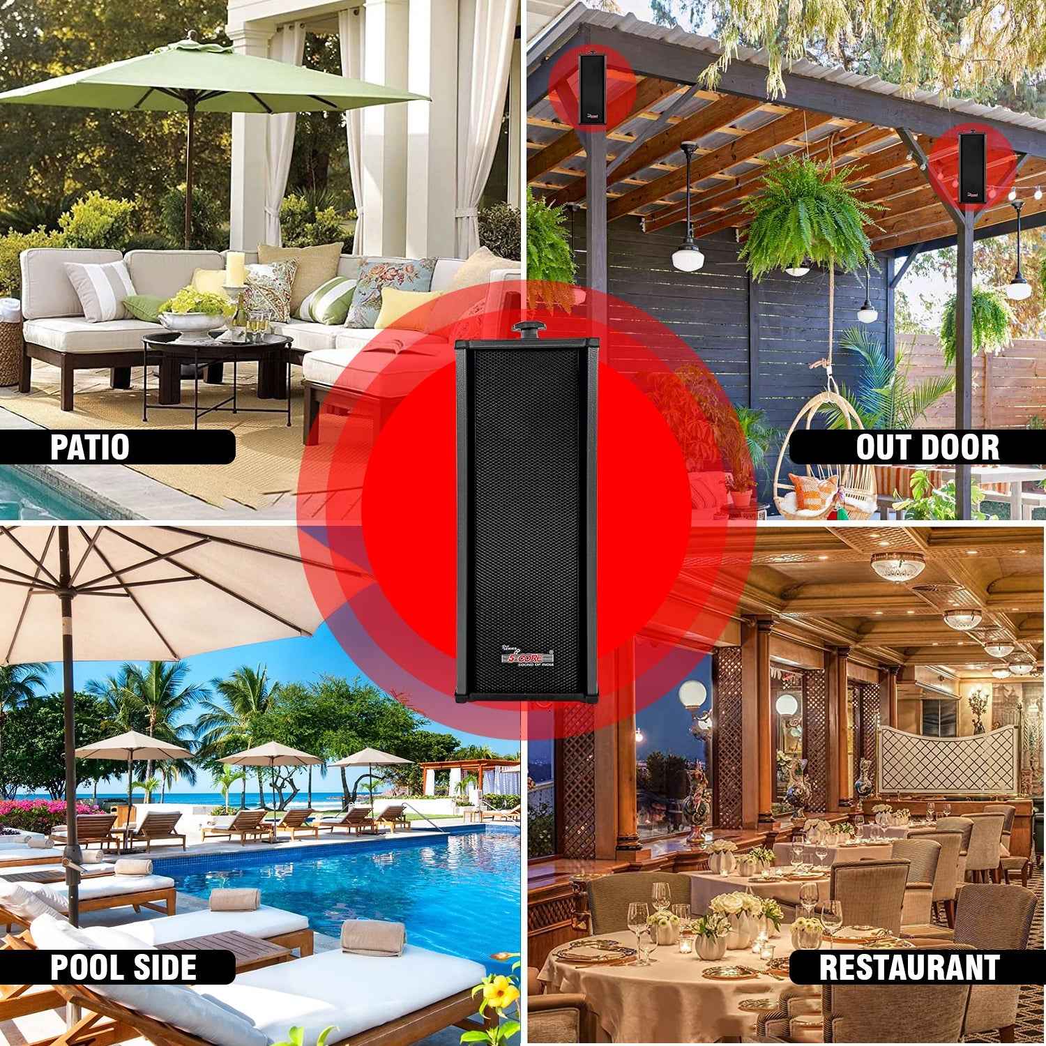 5Core Outdoor Speakers Stereo In Wall 100W Peak Passive Home Audio