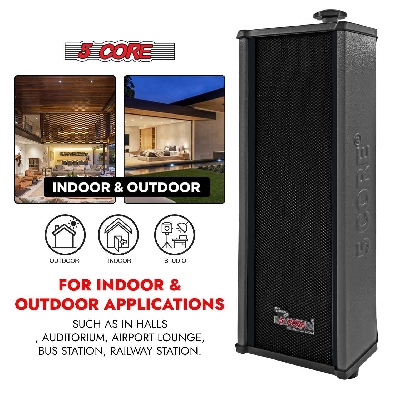 5Core Outdoor Speakers Stereo In Wall 100W Peak Passive Home Audio