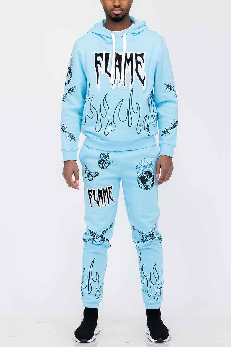 Chenille Flame Sweat Suit