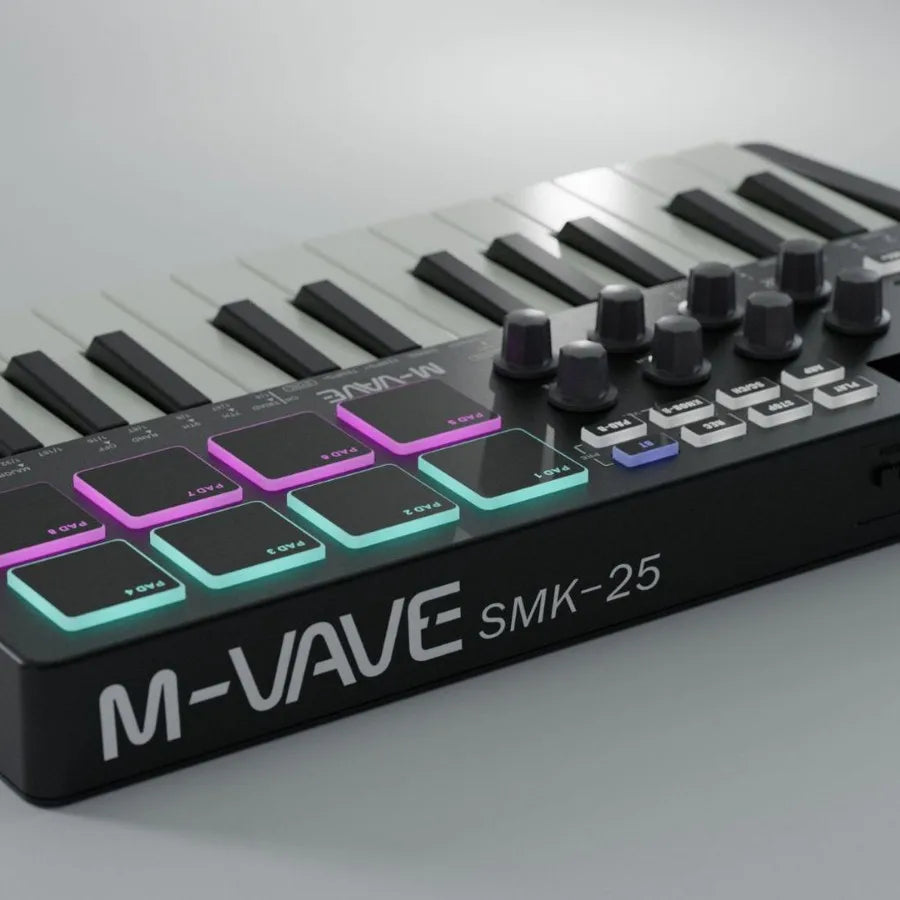 M-VAVE SMK-25 Portable MIDI Keyboard Controller with RGB Drum Pads