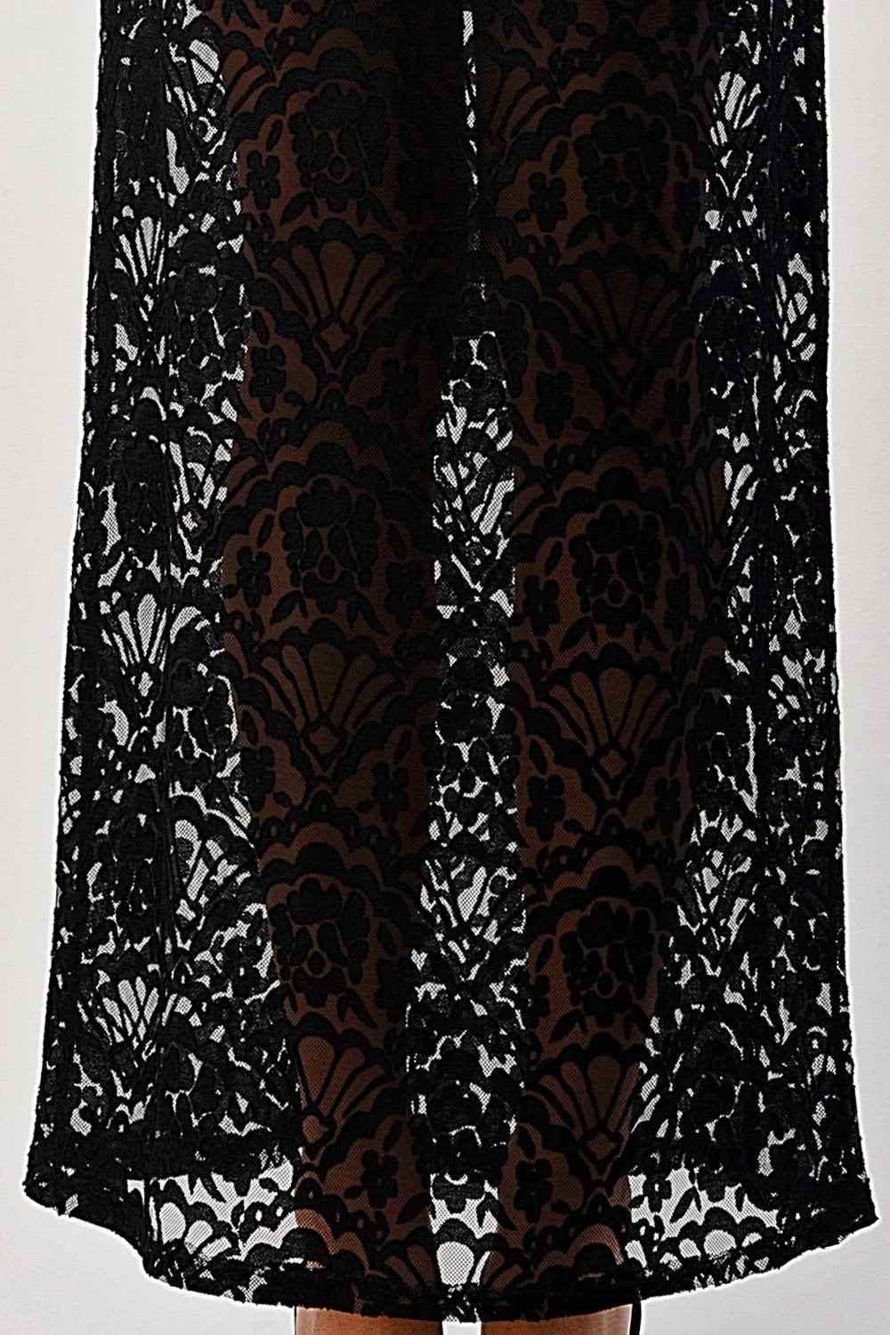 Sheer Lace Maxi Skirt with Drawstring Waist