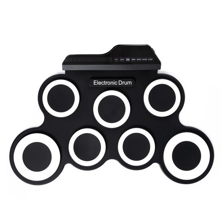 Portable 7-Pad Roll-Up Electronic Drum Set with Headphone Output