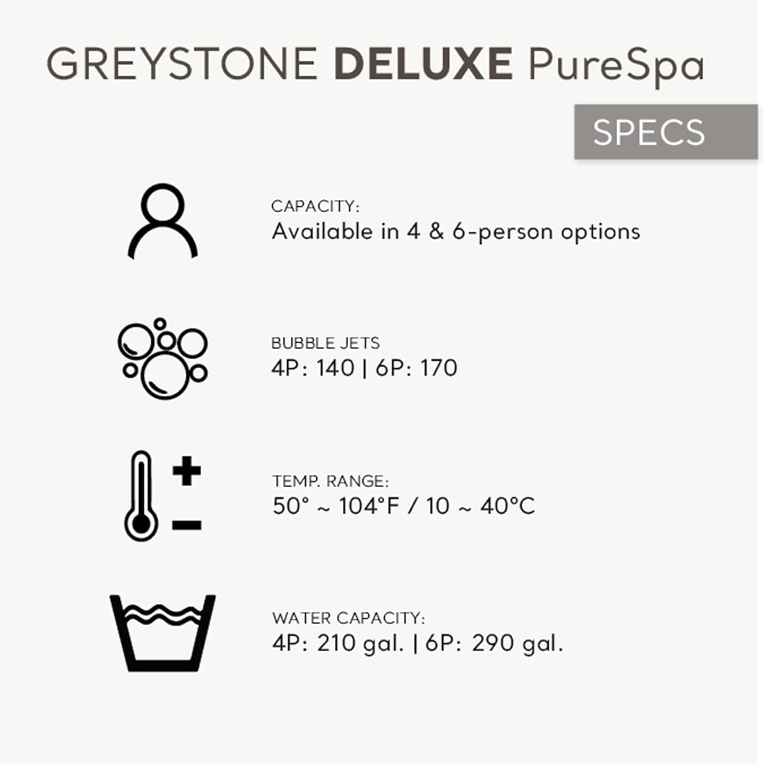 Purespa Plus Greystone 4-Person Inflatable Hot Tub with Jets