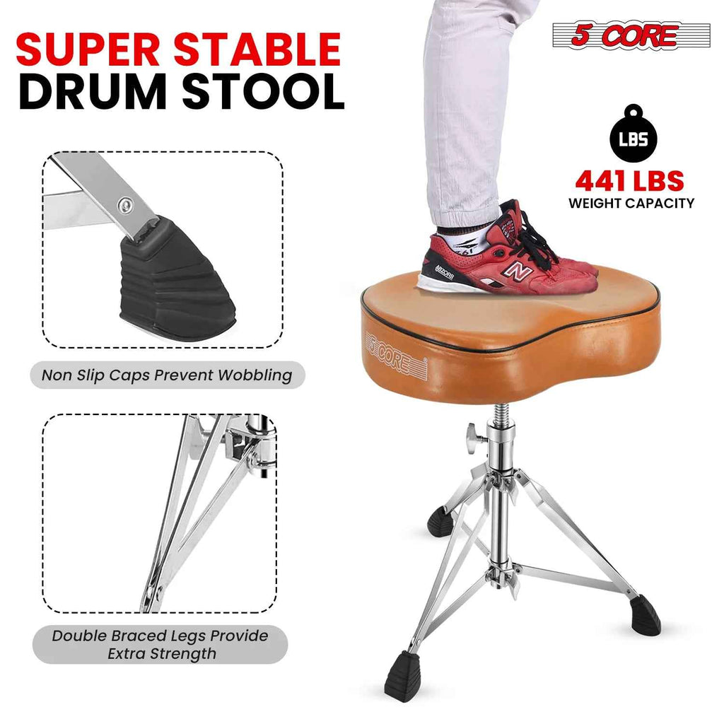 5Core Drum Throne Padded Guitar Stool Saddle Drummer Seat for Adults &