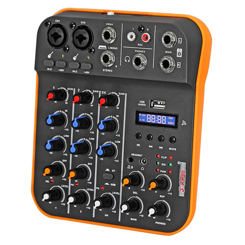 Audio Mixer 4 Channel DJ Equipment with Bluetooth USB Sound Board Violet Rose