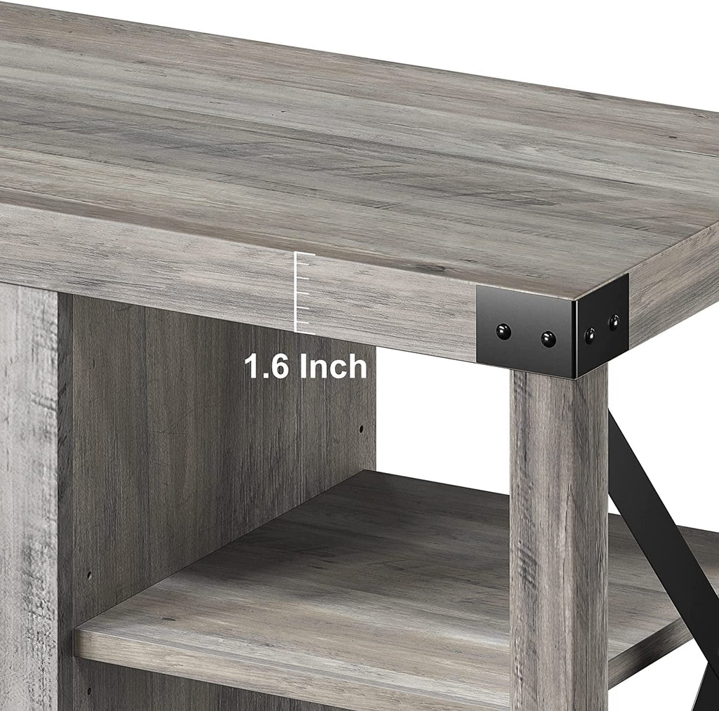 Grey Rustic Farmhouse TV Stand For 50 To 65 Inch TVs