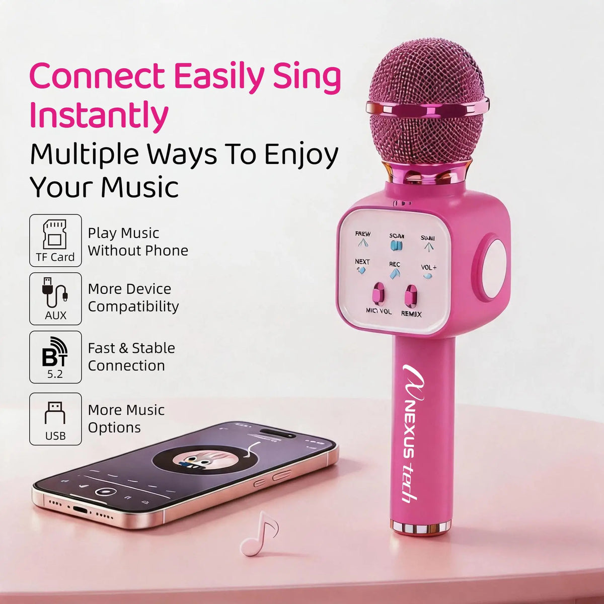 Wireless Bluetooth Karaoke Microphone with RGB Lights