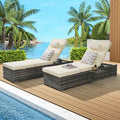 Outdoor Chaise Lounge Chair Set of 2 with Storage Patio Pool Chairs