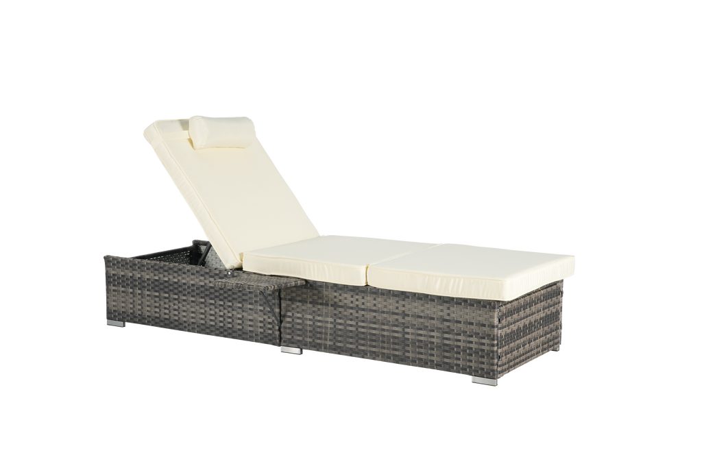 Outdoor Chaise Lounge Chair Set of 2 with Storage Patio Pool Chairs