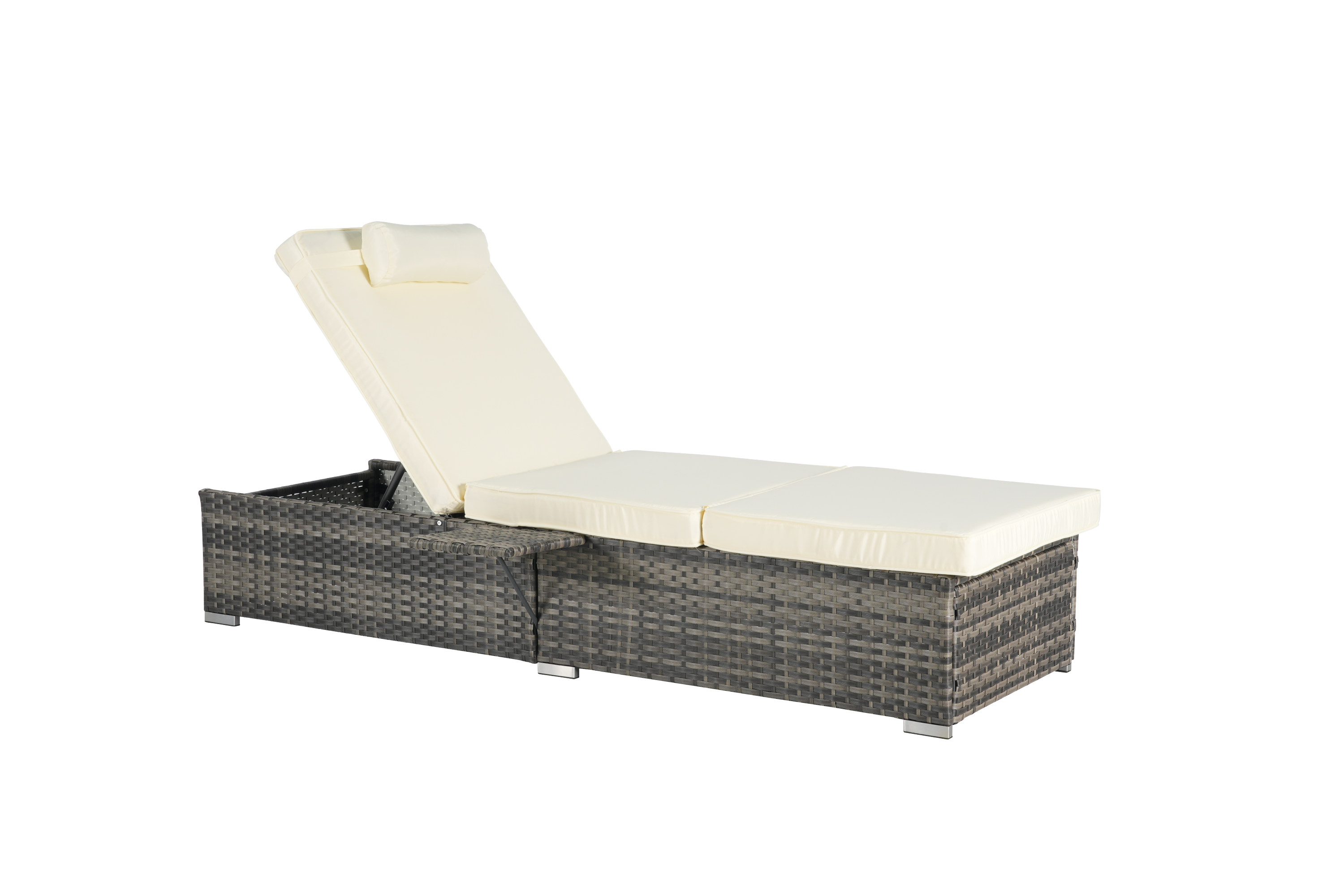 Outdoor Chaise Lounge Chair Set of 2 with Storage Patio Pool Chairs