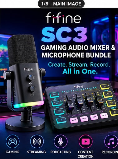 FIFINE SC3 Gaming Audio Mixer & Microphone Streaming Bundle photo showing fifine sc3 gallery
