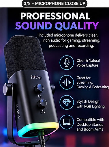 FIFINE microphone close-up for streaming, gaming and recording