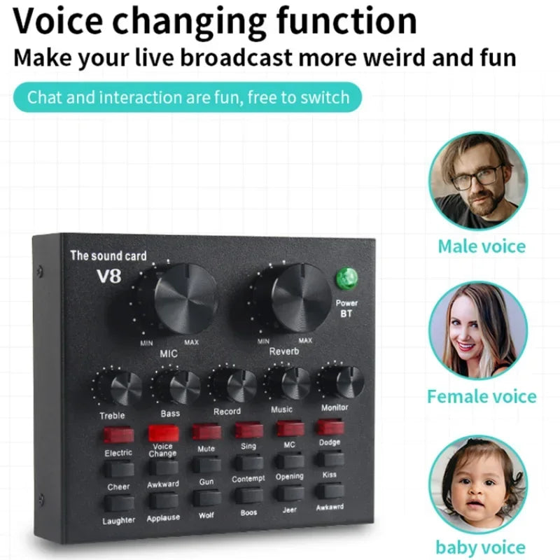 V8 sound card podcast streaming kit